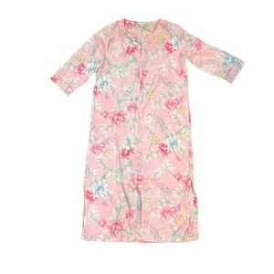 Miss Elaine Robe Housecoat Full Zip  Floral Pink S Loungeware Grandma‎ Trad Wife